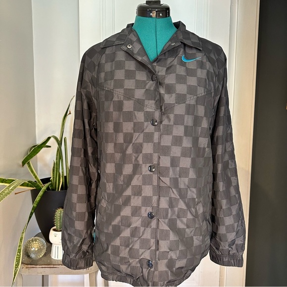 Women's Nike Sportswear Icon Clash Black Checkered Windbreaker Jacket XS - Picture 1 of 15